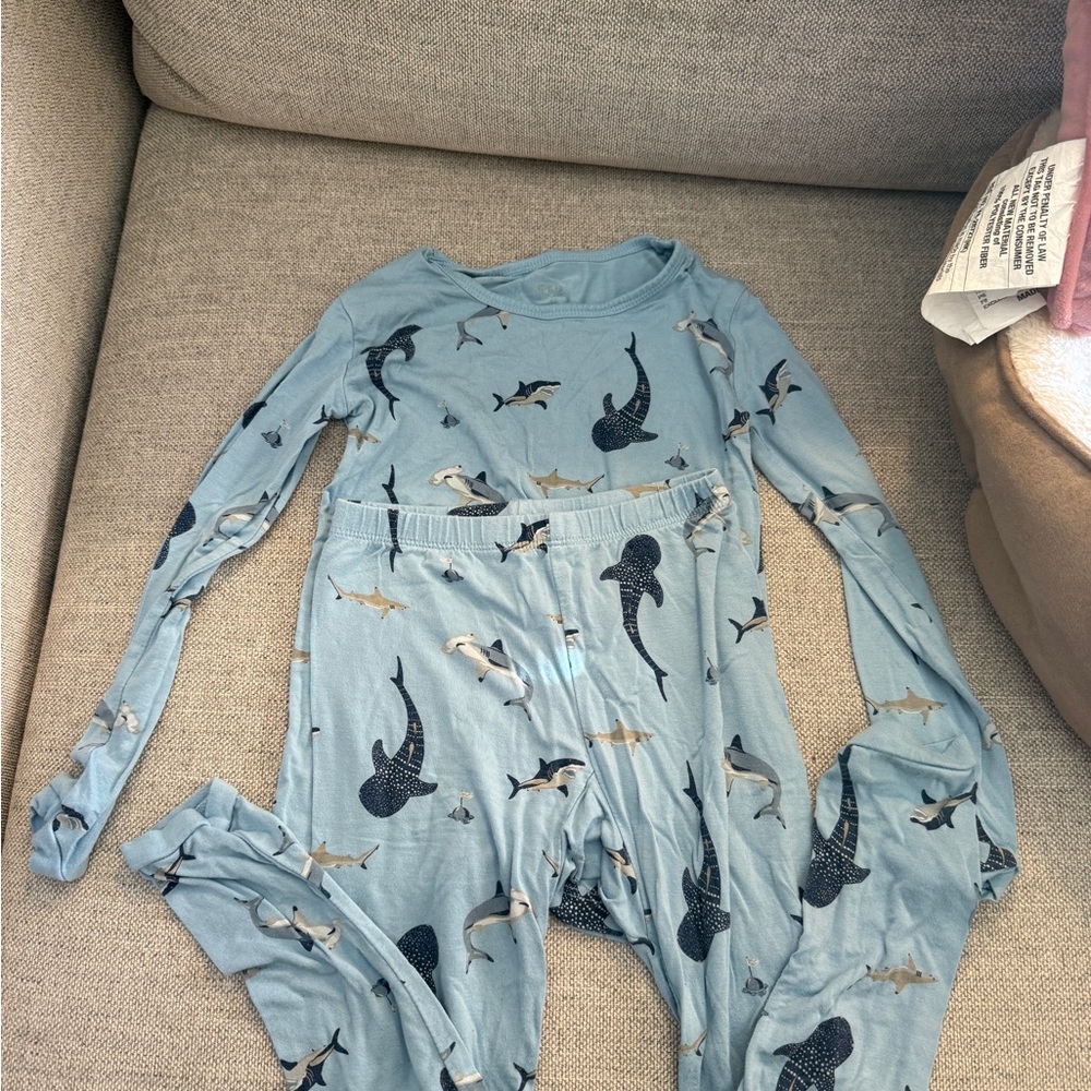 Kyte BABY Shark Print Blue Pajama Set 4T